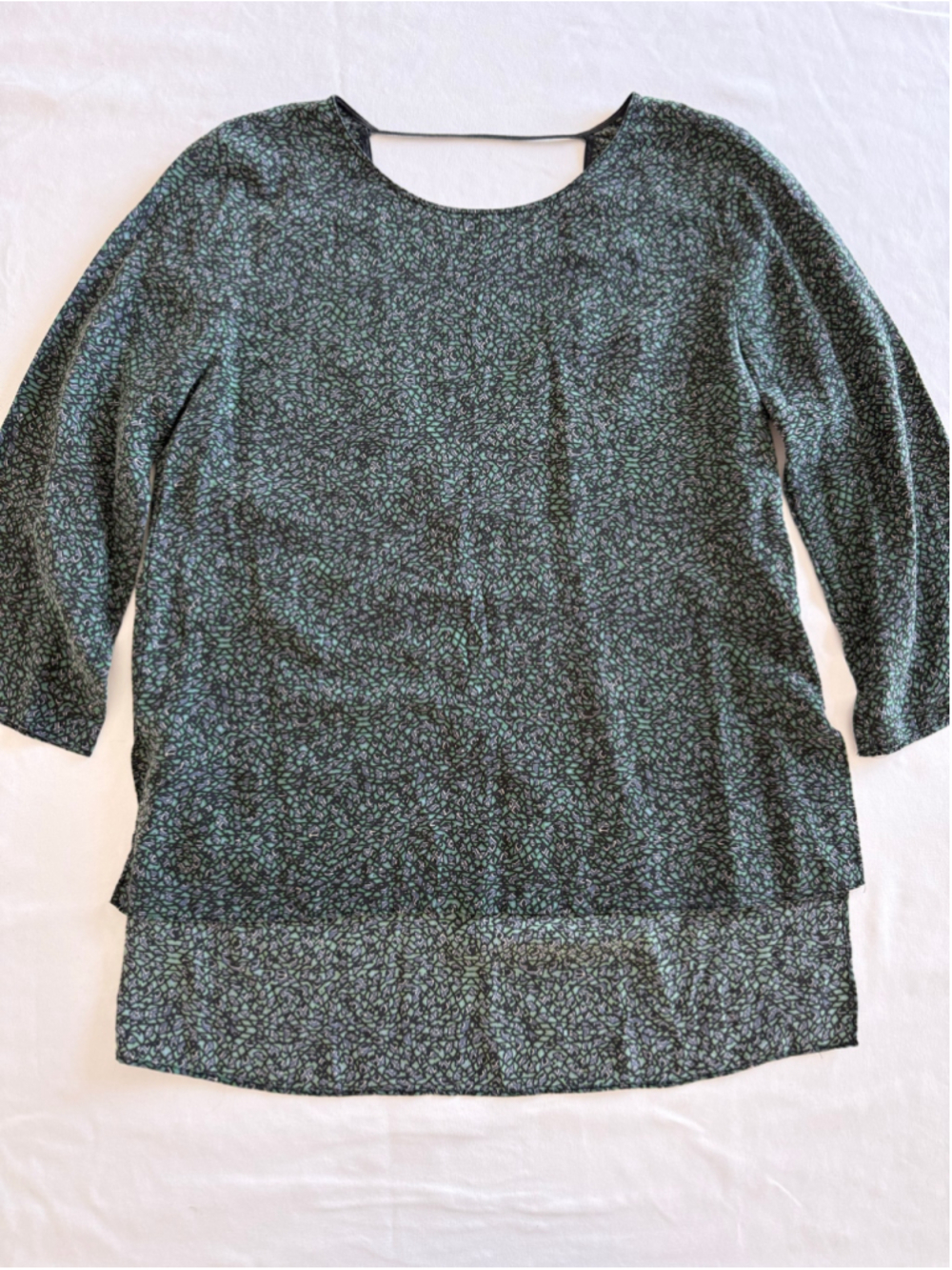 Women's Wilfred Silk Tunic Top Size M Green Black Patterned